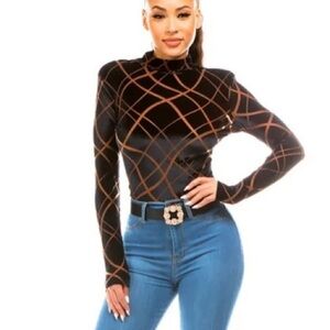 Day G black velvet burnout bodysuit size large